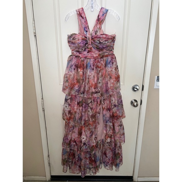 Lulus Dresses & Skirts - Lulus Dayanara Pink Multi Floral Fairycore Prom Tiered Maxi Dress Sz M